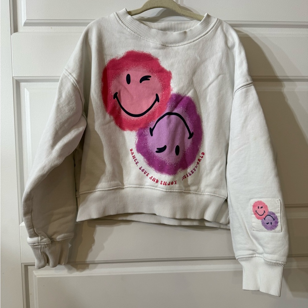 Zara X SmileyWorld Sweatshirt  Cropped Medium 8 Girls Smiley Graphic School